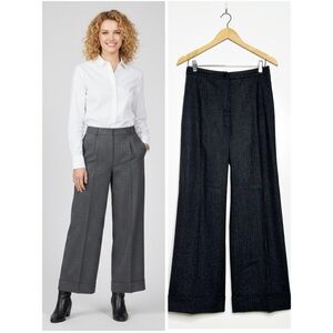 WEILL NWT! Charcoal Gray Pinstripe Wide Leg Cuffed Dress Pants Size 6